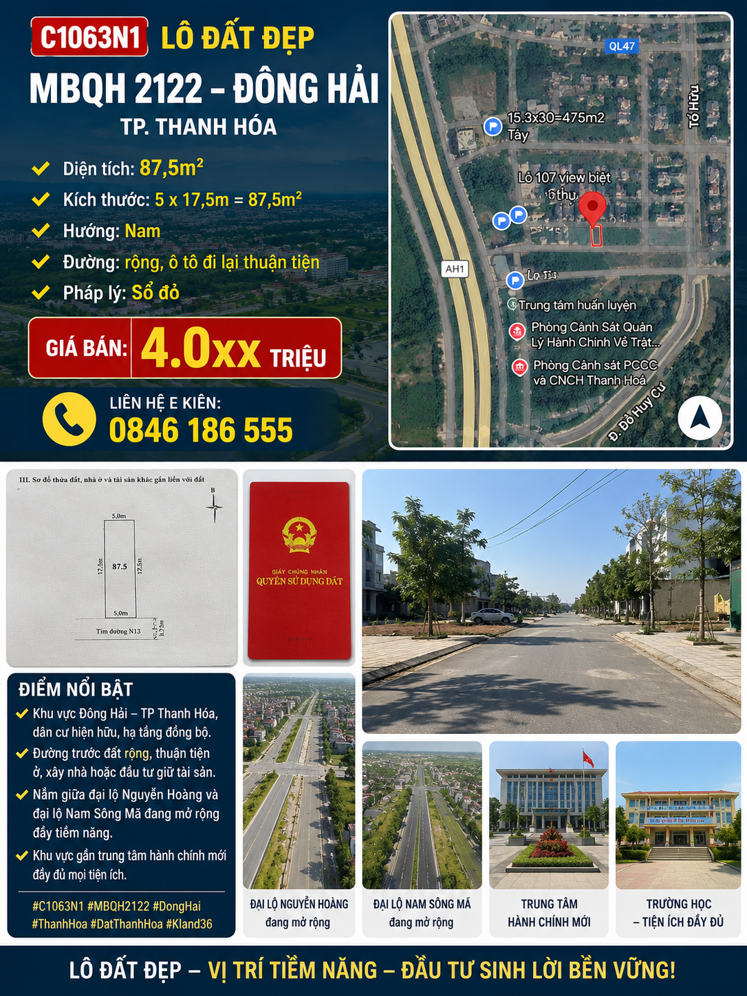 LÔ 87.5m MBQH 2122 – ĐÔNG HẢI, TP THANH HÓA